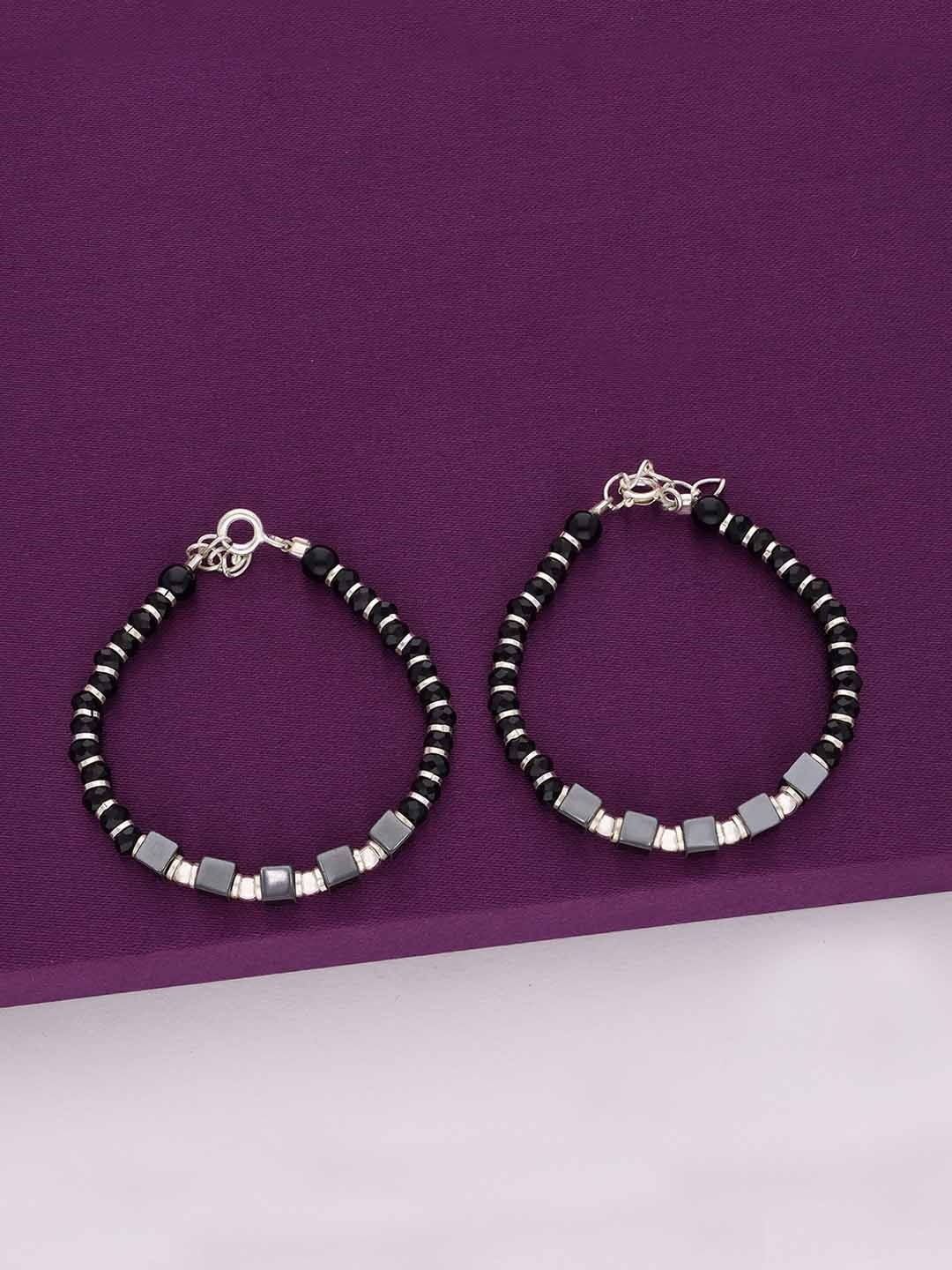 

KAI JEWEL Kids Set Of 2 Sterling Silver Rhodium-Plated Beaded Wraparound Bracelet