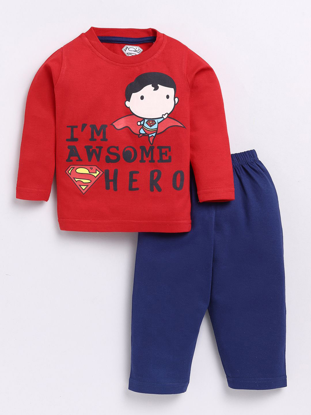 

E-TEENZ Boys Printed Round Neck Pure Cotton T-shirt with Trouser, Red