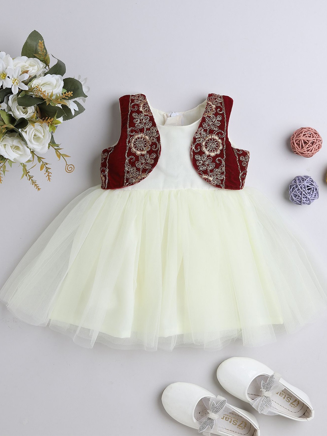 

MANY FROCKS & Kids-Girls Fit & Flare Dress, Off white