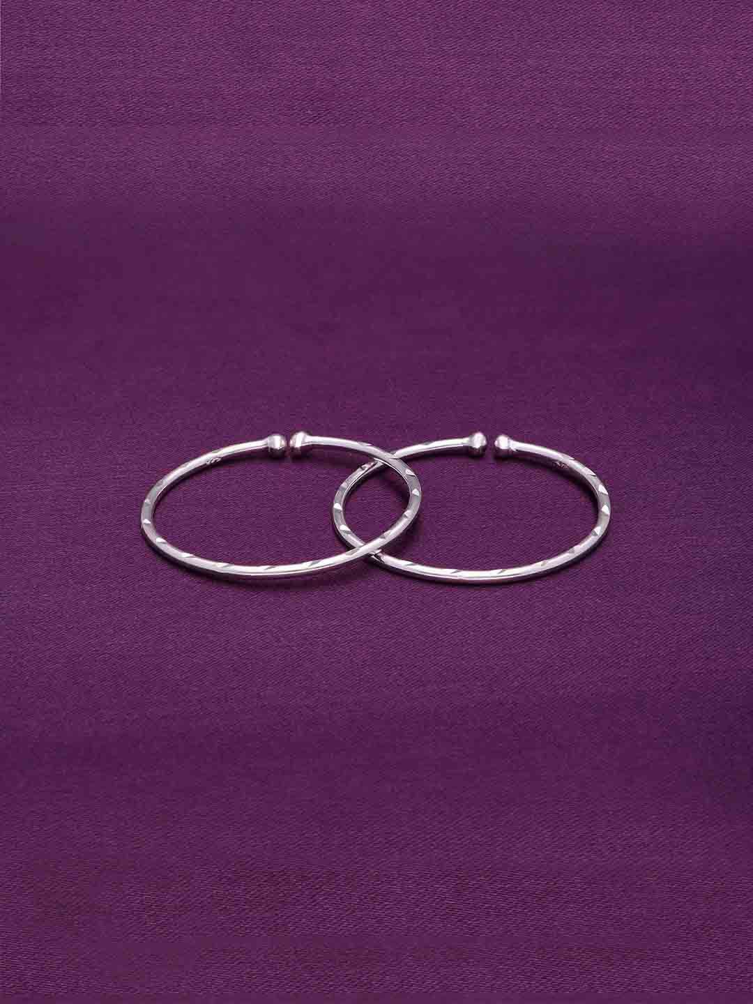 

KAI JEWEL Unisex Kids Set Of 2 Sterling Silver Rhodium-Plated Kada Bracelets