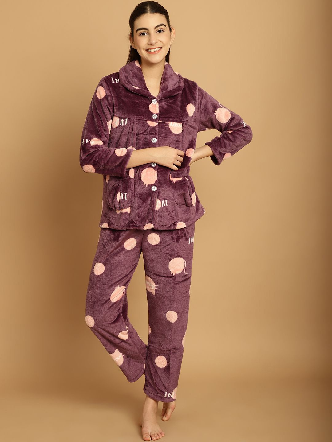 

TAG 7 Women Cartoon Characters Printed Night suit, Purple