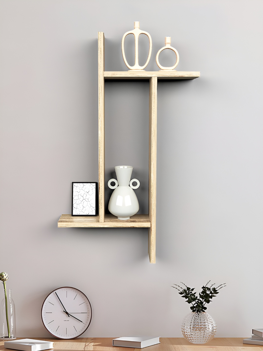 

RANDOM Beige Engineered Wood Pocket Wall Shelf