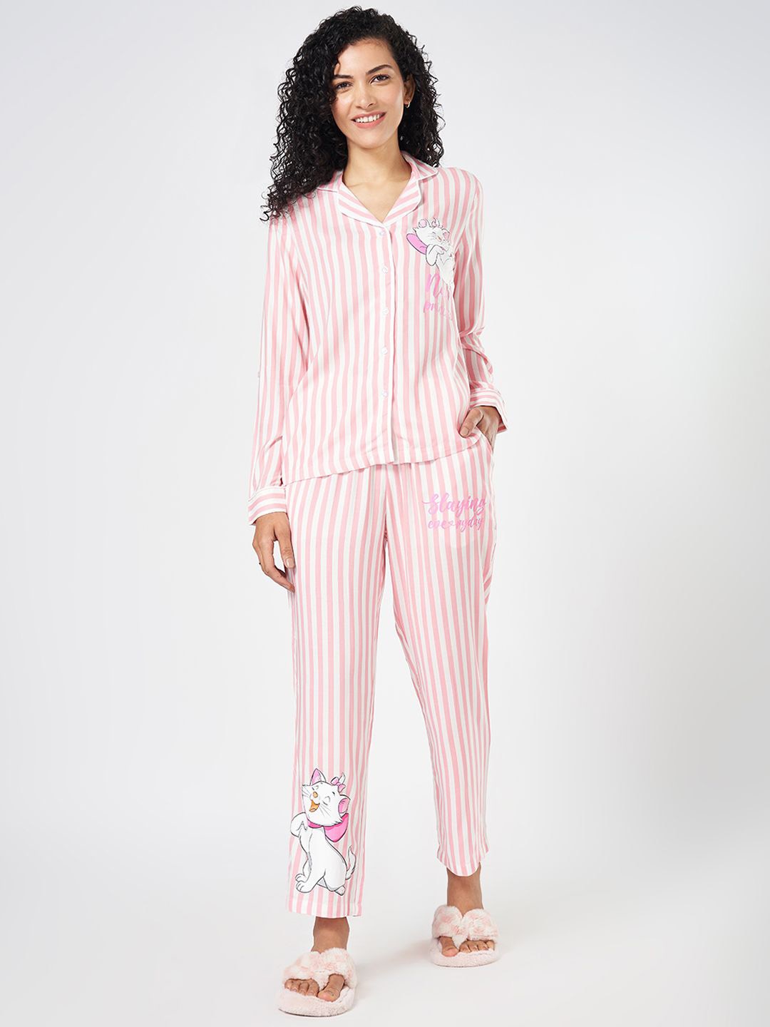 

Dreamz by Pantaloons Women Striped Night suit, White