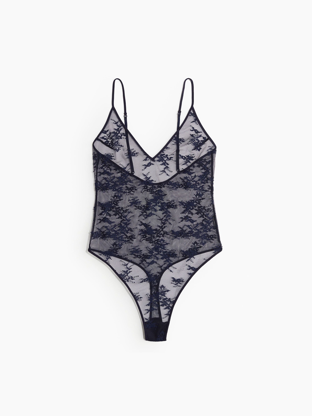 

H&M Women Lace Thong Bodysuit, Blue