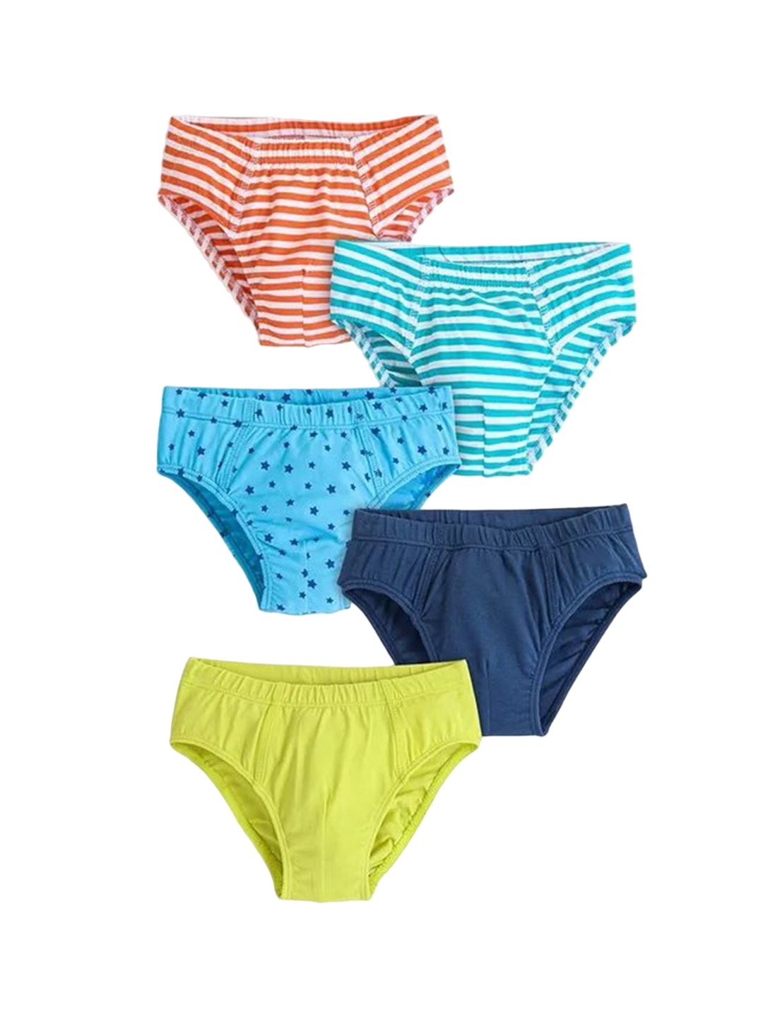 

Honeyhap Boys Pack Of 5 Printed Cotton Basic Briefs 14137261, Orange