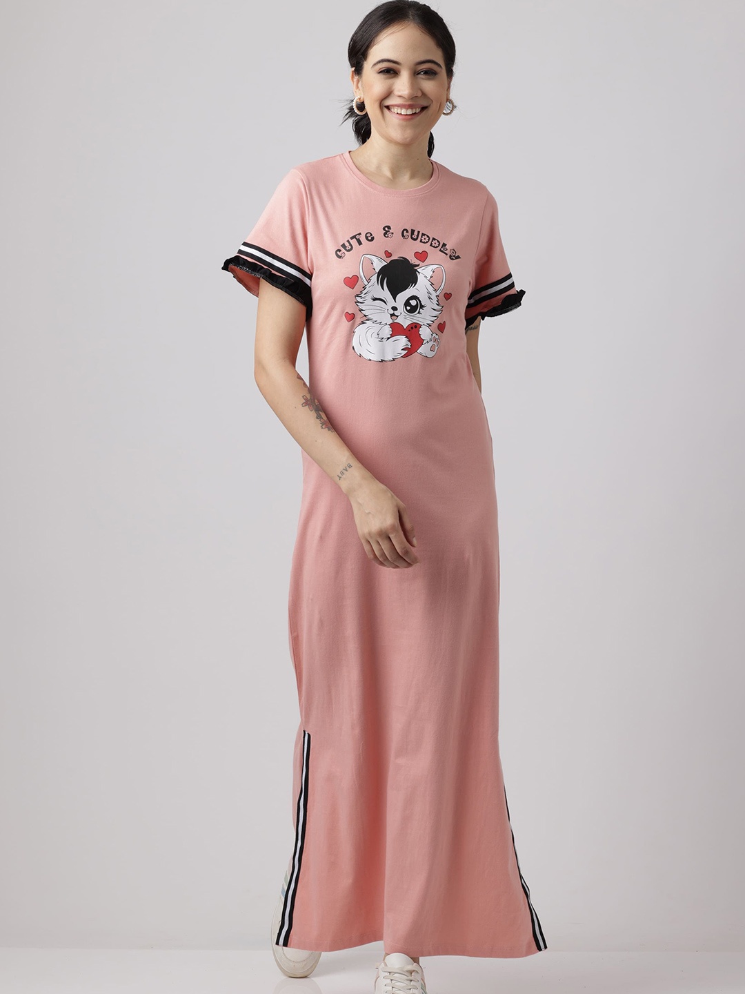 

Slumber Jill Women Print Maxi Dress, Pink