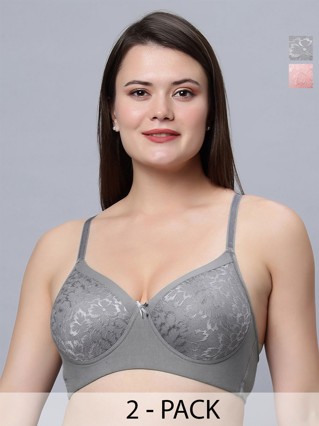 

In Care Solid Full Coverage Heavily Padded Cotton Bra, Grey