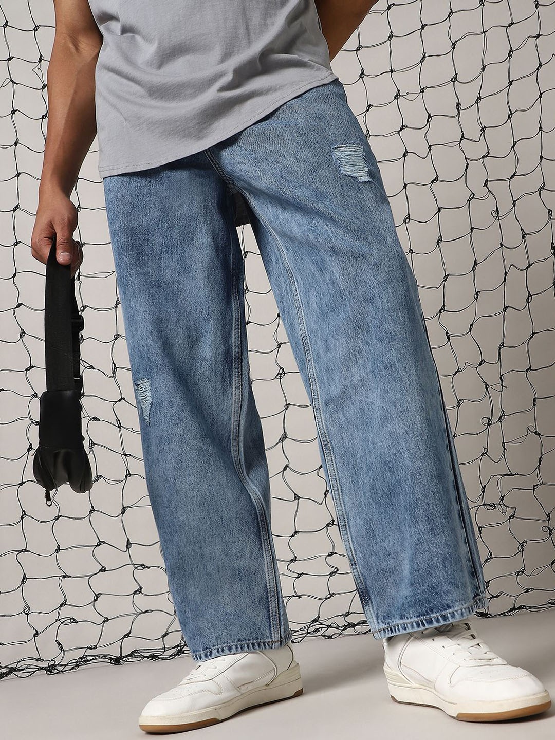 

Hubberholme Men Loose Relaxed Baggy Fit Light Fade Jeans, Blue