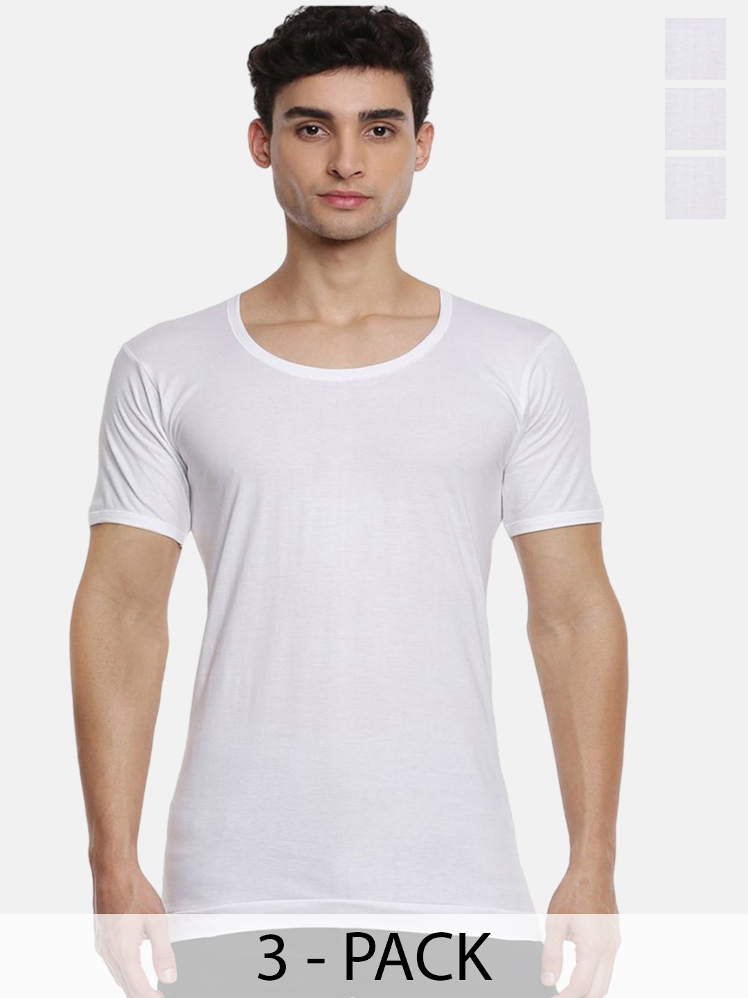 

Ramraj Men Pack Of 3 Basic Innerwear Vests, White