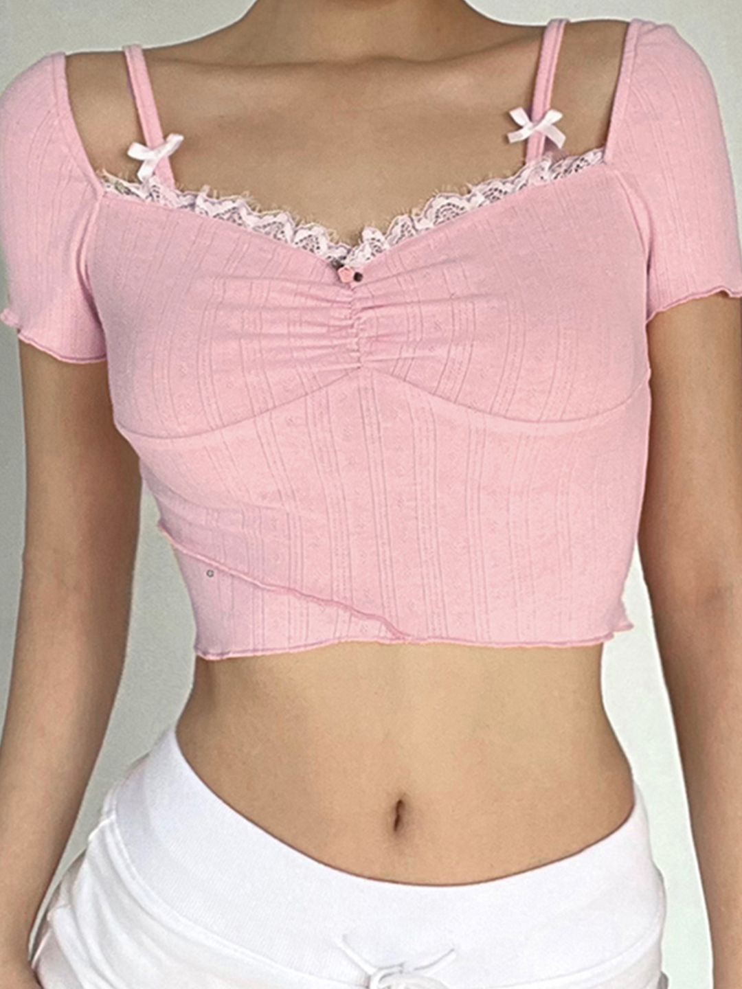 

StyleCast Women Solid Shoulder Straps Cotton Top, Pink