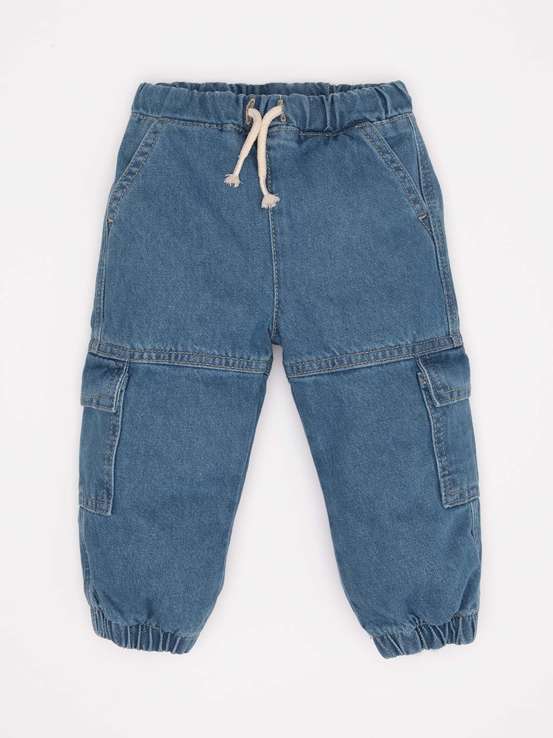 

DeFacto Boys Pure Cotton Mid-Rise Joggers Trousers, Blue