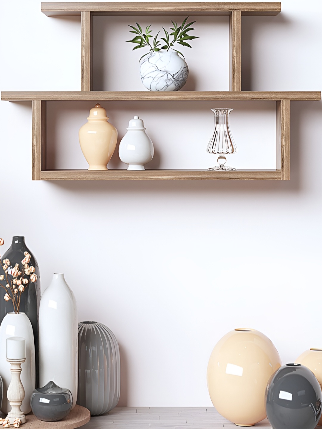 

RANDOM Brown Engineered Wood Pocket Wall Shelf