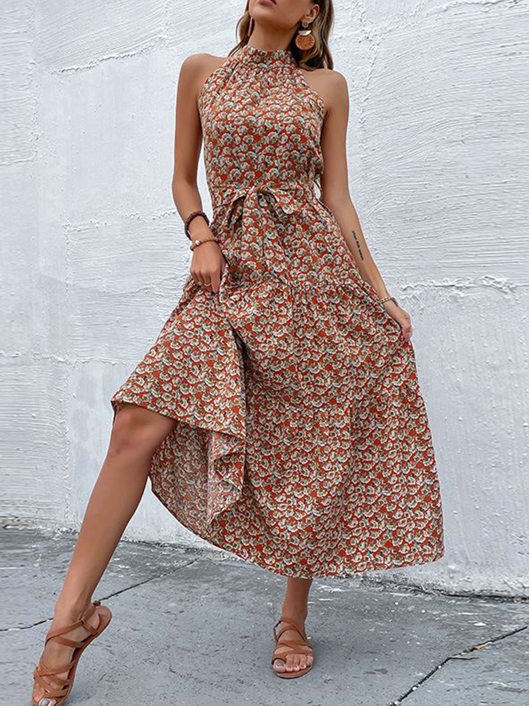 

StyleCast Women Floral Print A-Line Mini Dress, Rust