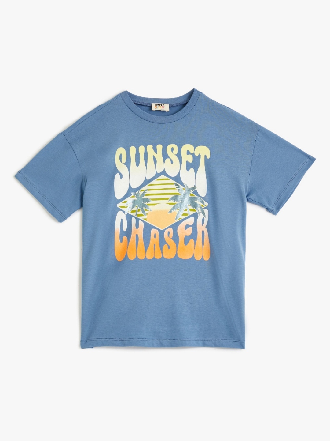 

Koton Boys Graphic Printed Round Neck Cotton Oversized T-shirt, Blue