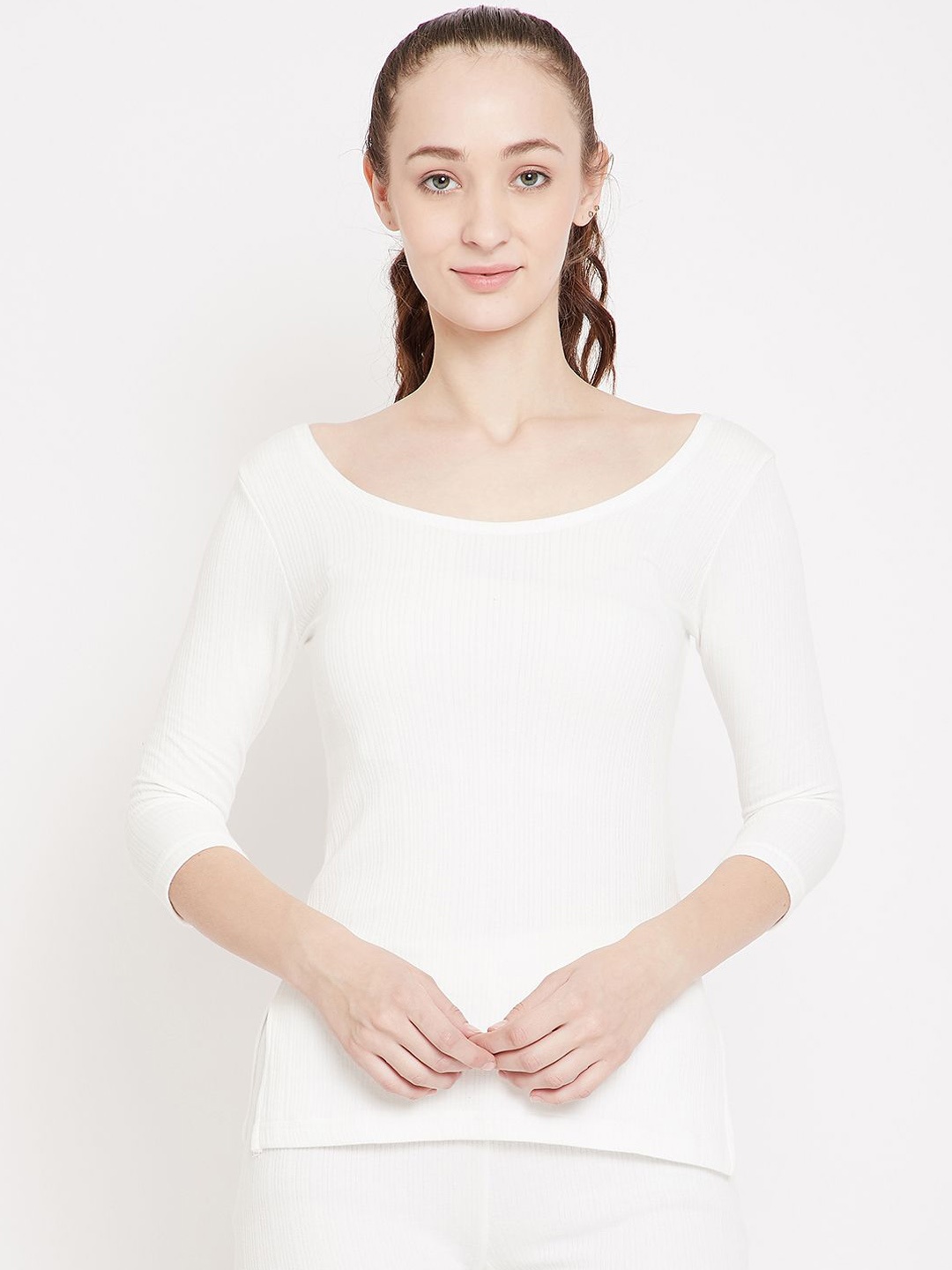 

NEVA Ribbed Cotton Thermal Tops, Off white