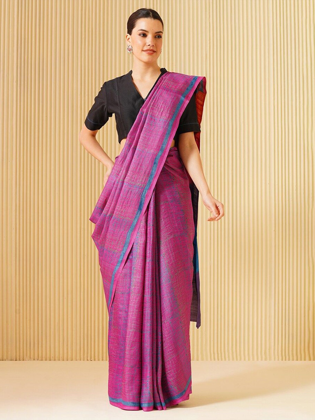 

JAYPORE Abstract Printed Saree, Purple