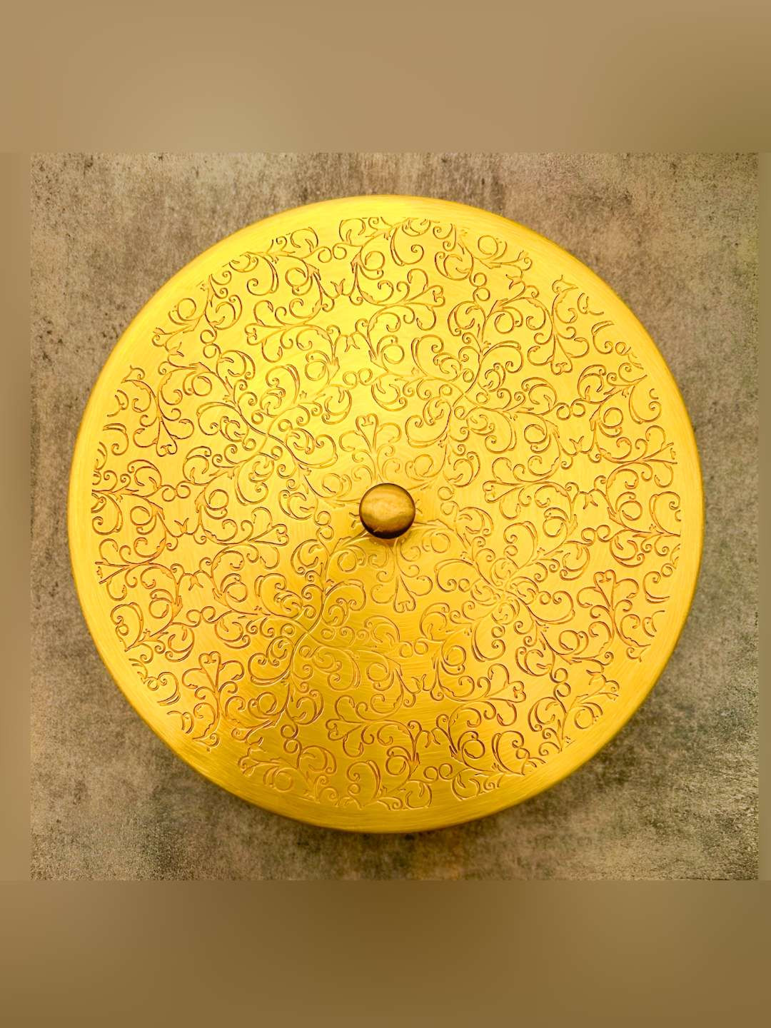 

Ambi Home Gold Toned Textured Brass Spice Box With Inlay Work
