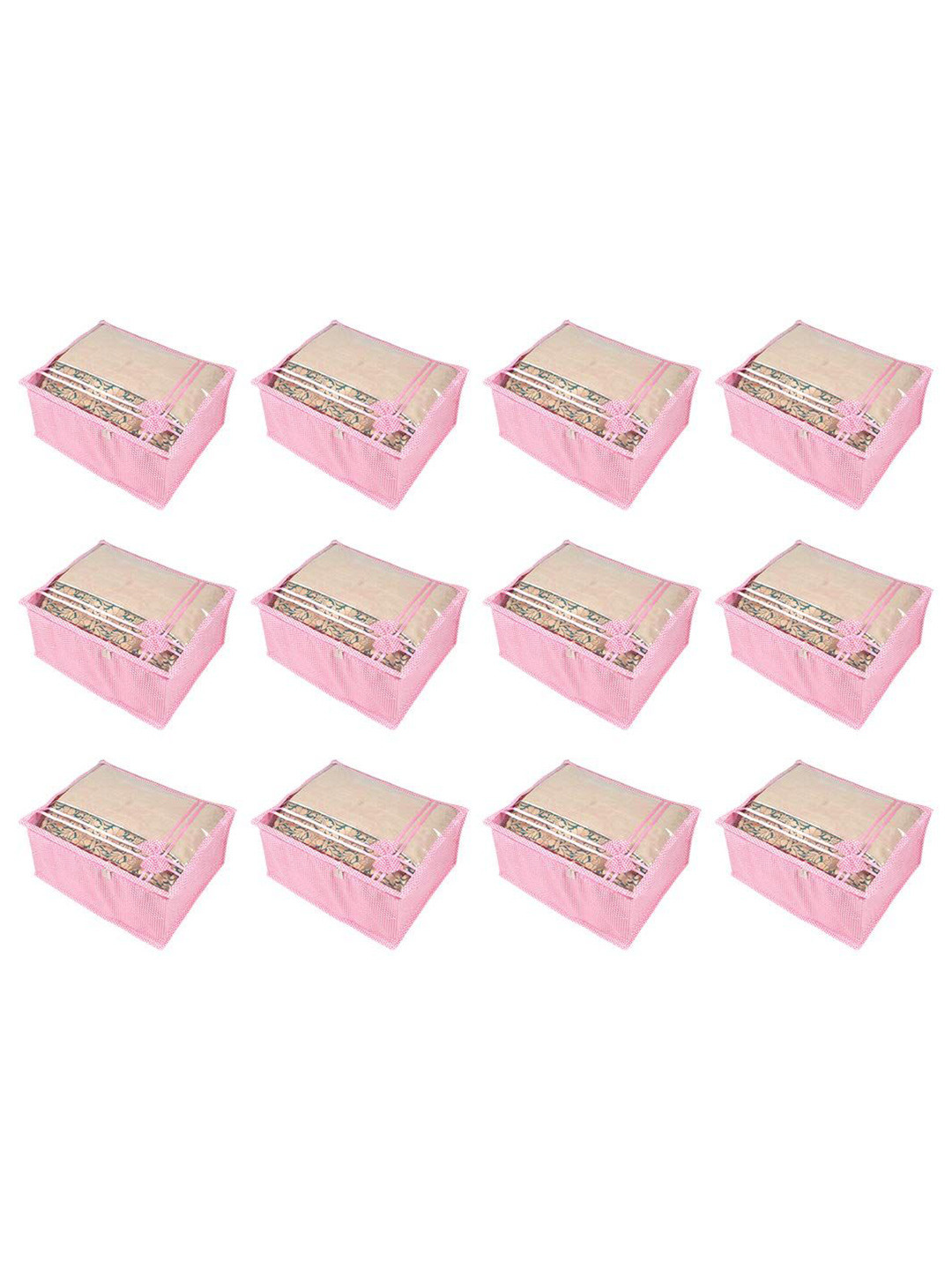 

prettykrafts Pink & Transparent 12 Pieces Drawer Organisers