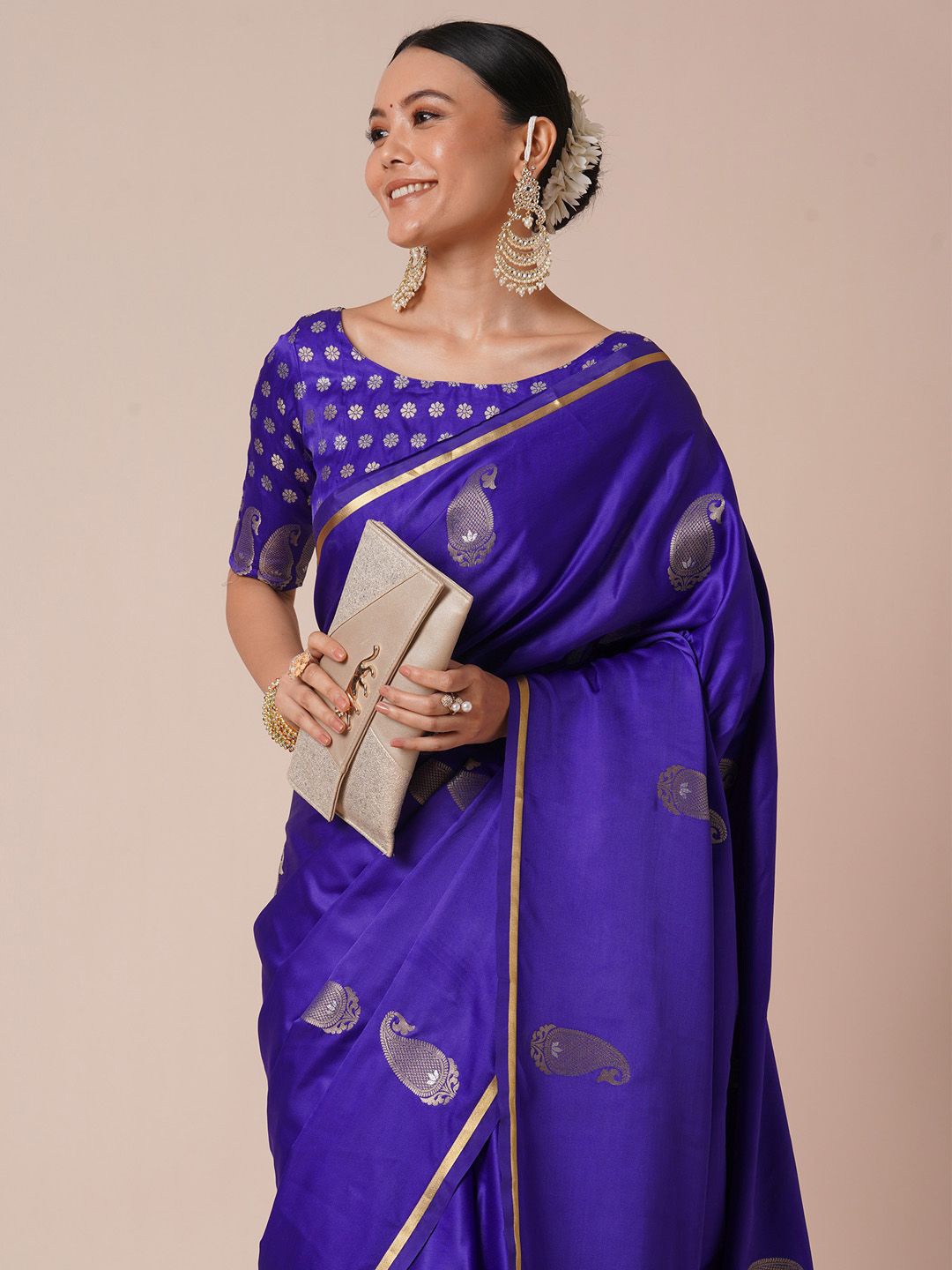 

House of Pataudi Woven Design Woven Design Banarasi Saree, Blue