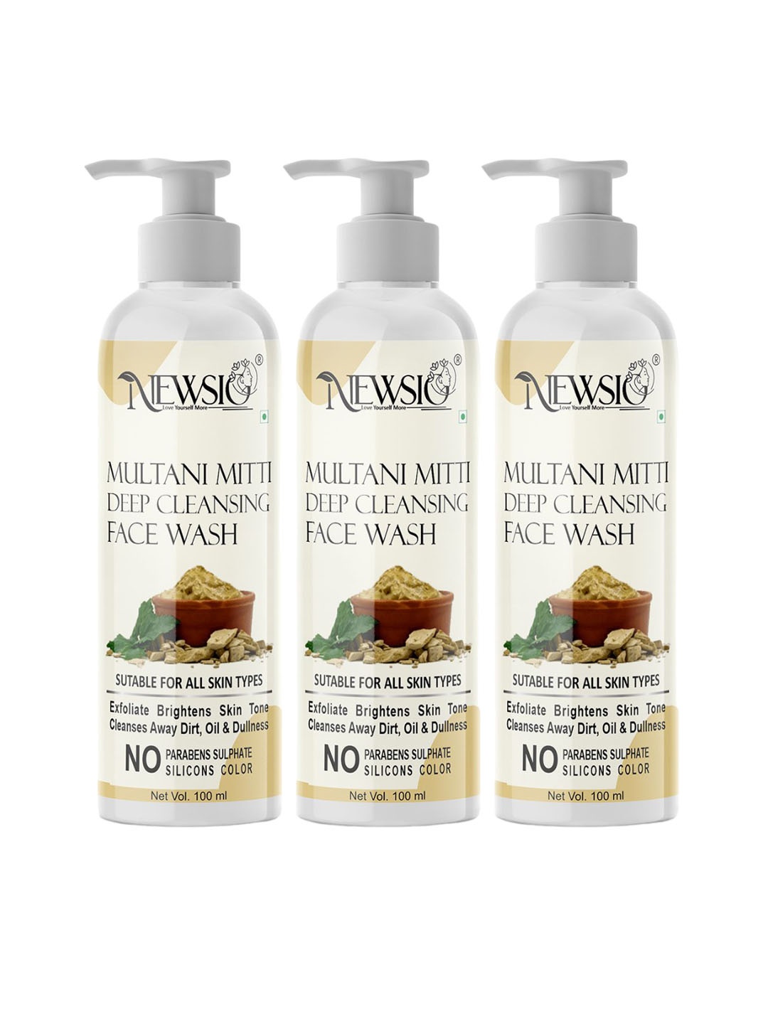 

Newsio Set Of 3 Deep Cleansing Face Wash-100 ml Each, Yellow