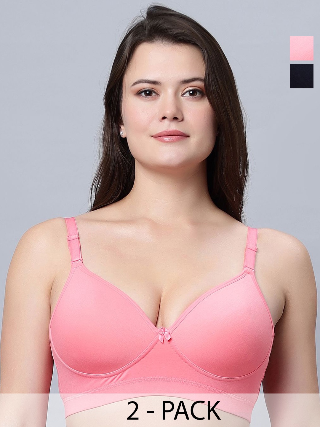 

In Care Women Pack of 2 Cotton Full Coverage Heavily Padded and Non-Wired Bra, Pink