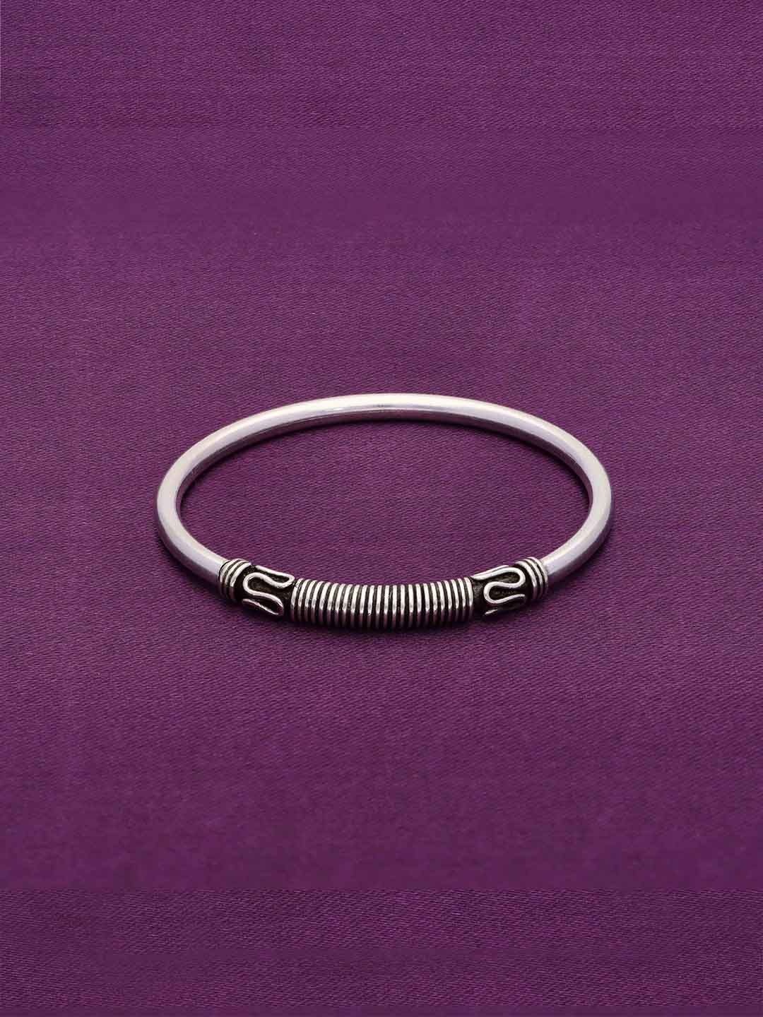 

KAI JEWEL Kids Sterling Silver Rhodium-Plated Oxidised Kada Bracelet
