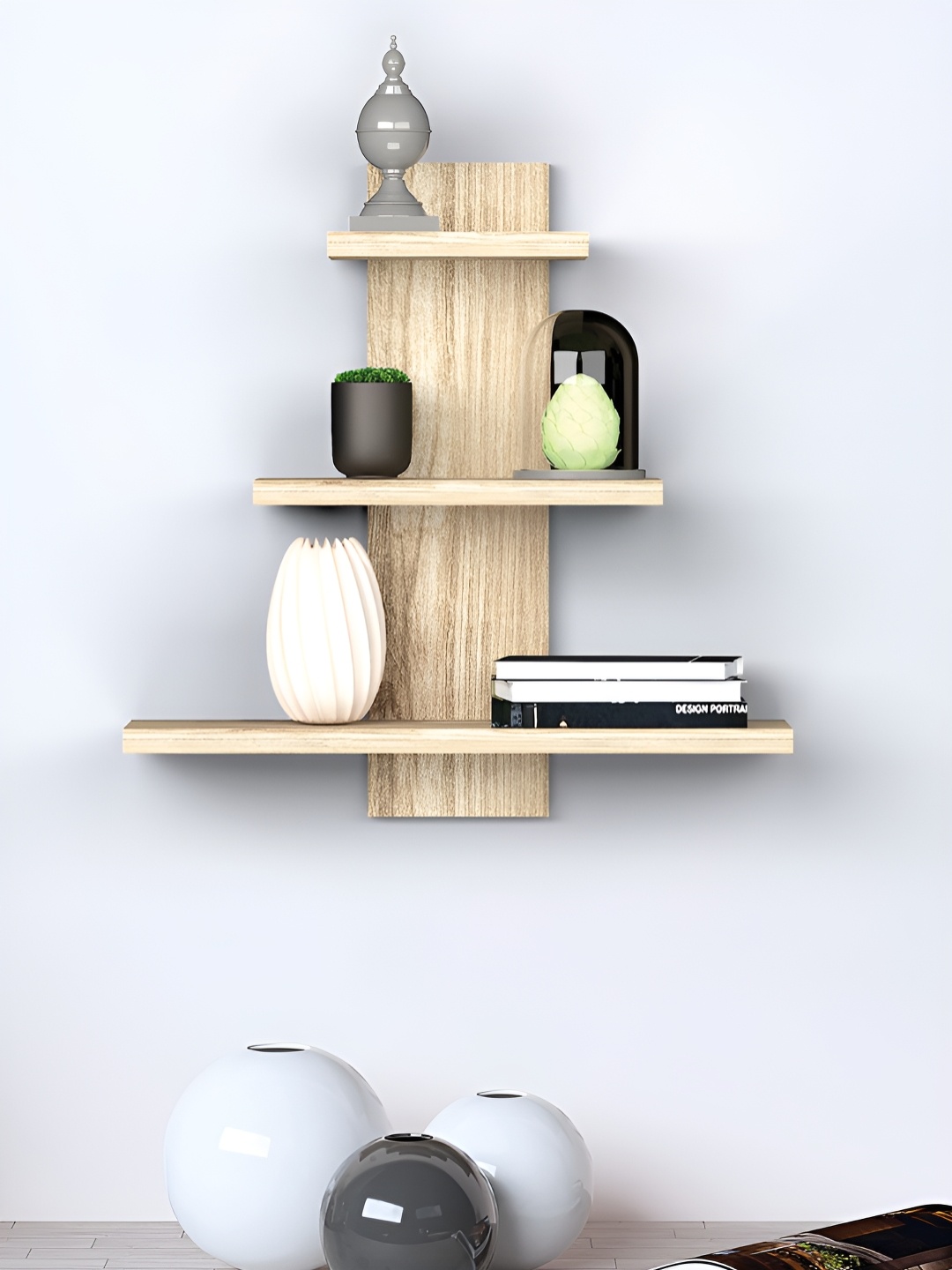 

RANDOM Beige Engineered Wood Wall Shelf