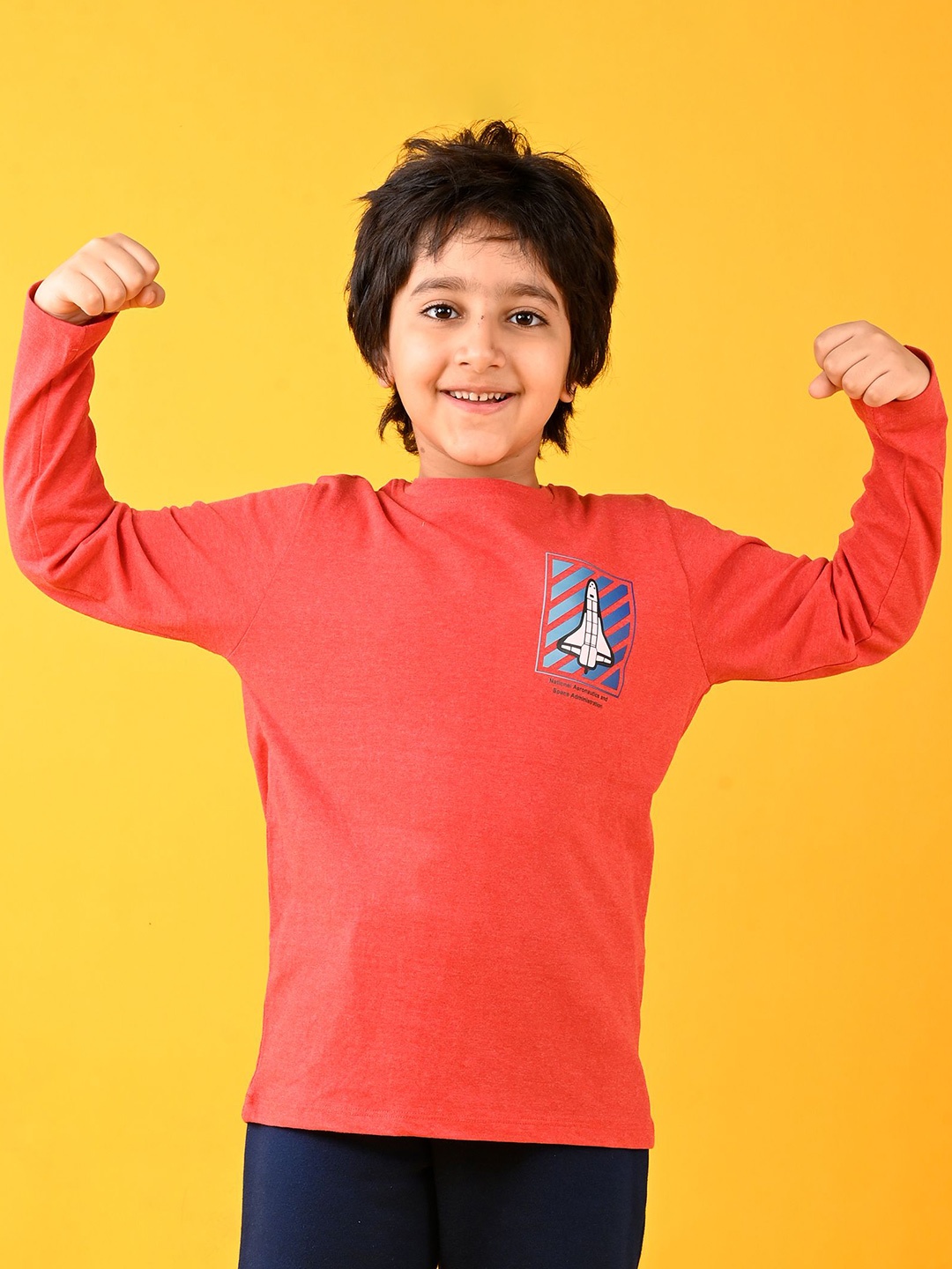 

Anthrilo Boys Graphic Printed Round Neck Longline T-shirt, Red