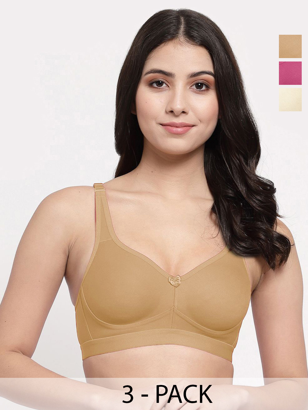 

College Girl Women Pack of 3 Full Coverage Lightly Padded and Non-Wired Bra, Magenta