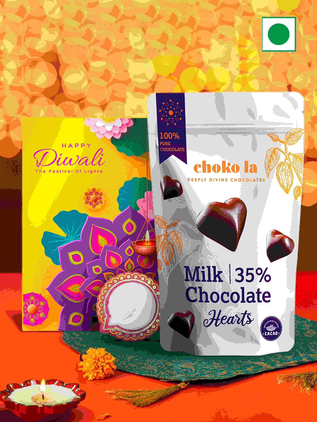 

choko La Milk 35% Chocolate Hearts Pack-Diwali gifts 210 gm, White