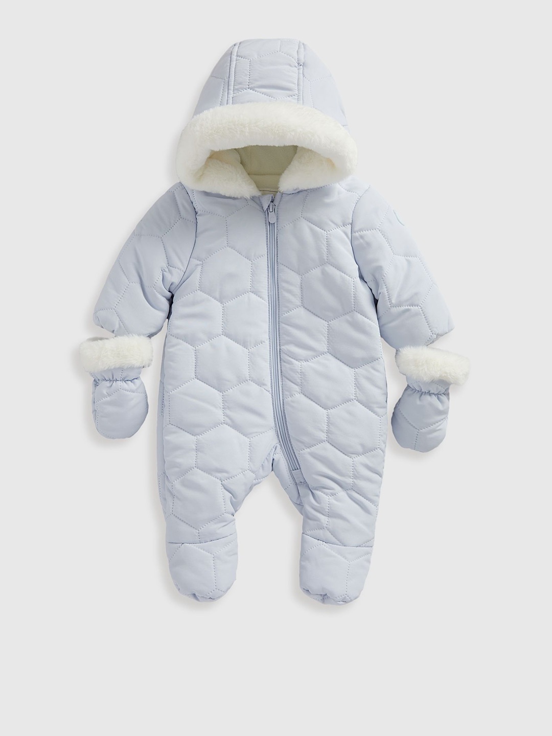 

mothercare Boys Solid Hooded Sleepsuit, Blue