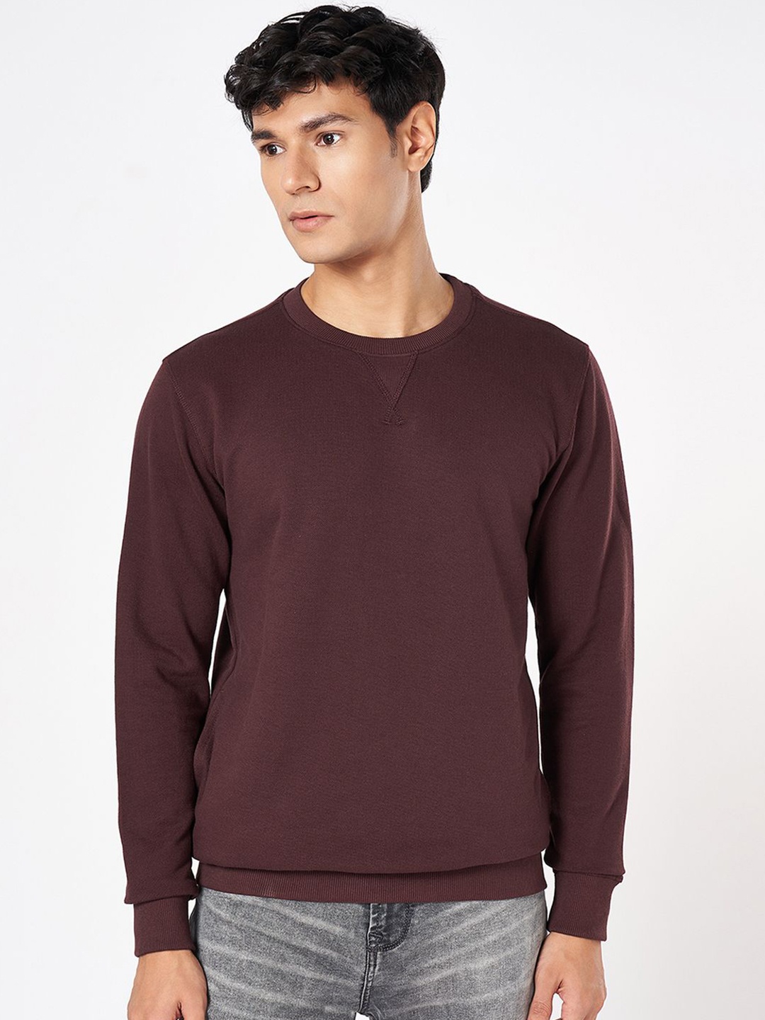 

SF JEANS by Pantaloons Men Solid Round Neck Sweatshirt, Maroon