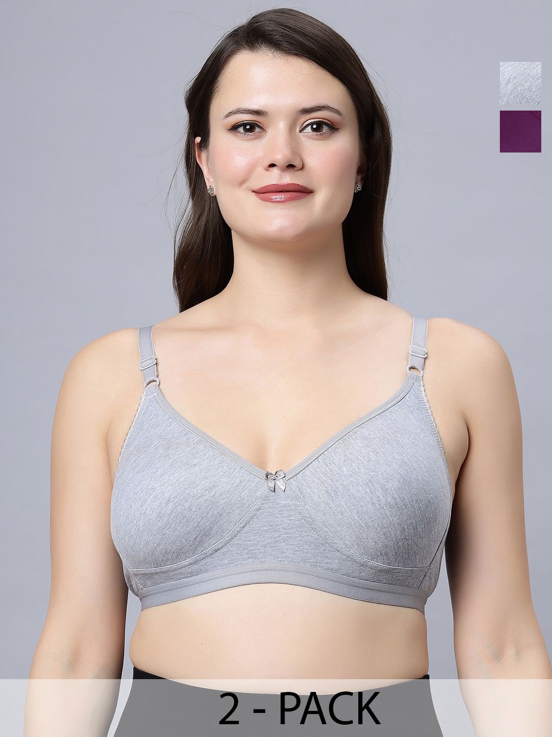 

In Care Pack Of 2 Full Coverage T-shirt Bra, Grey