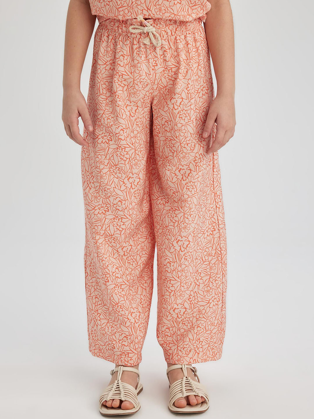 

DeFacto Girls Printed Parallel Trousers, Orange