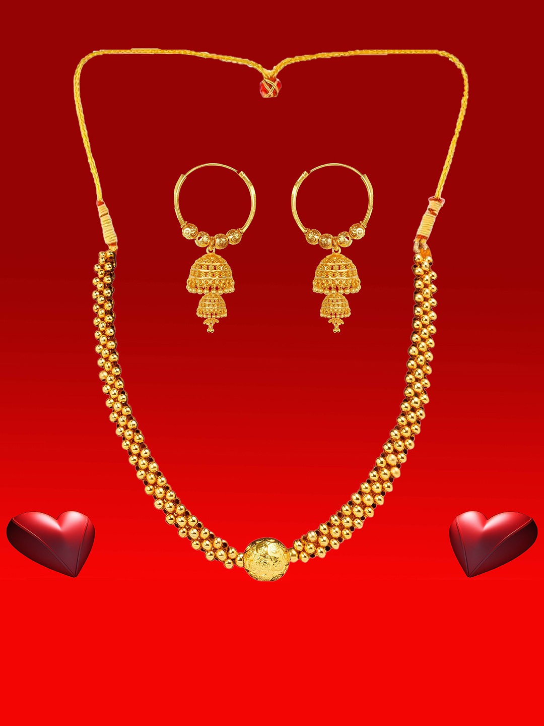 

Heer Collection Gold Plated Matte Finish Jewellery Set