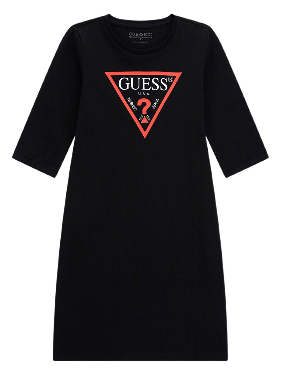 

GUESS kids Girls Typography Printed Round Neck Cotton T-shirt, Black