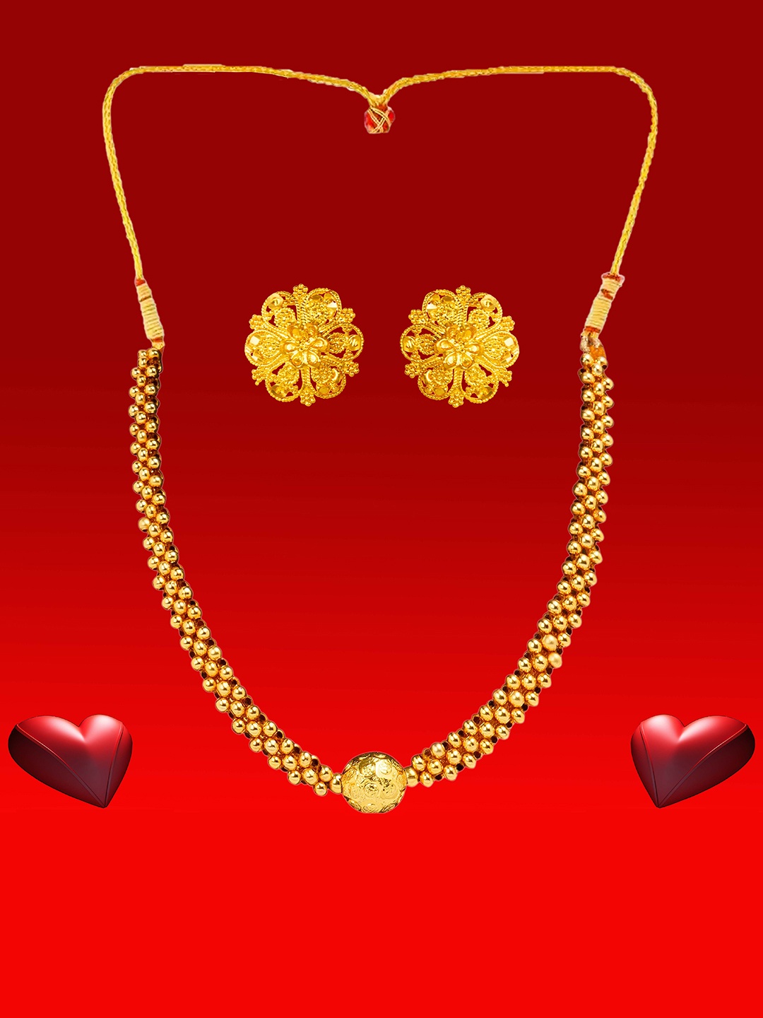 

Heer Collection Gold Plated Matte Finish Jewellery Set