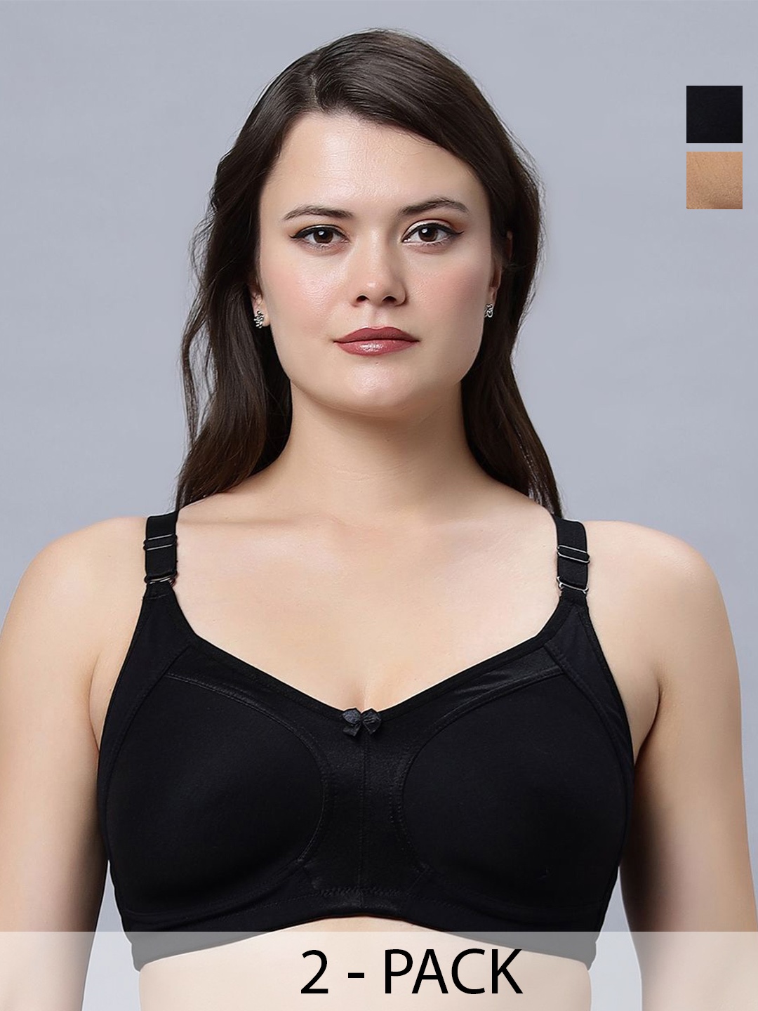 

In Care Pack Of 2 Full Coverage Non Padded T-Shirt Bra, Black