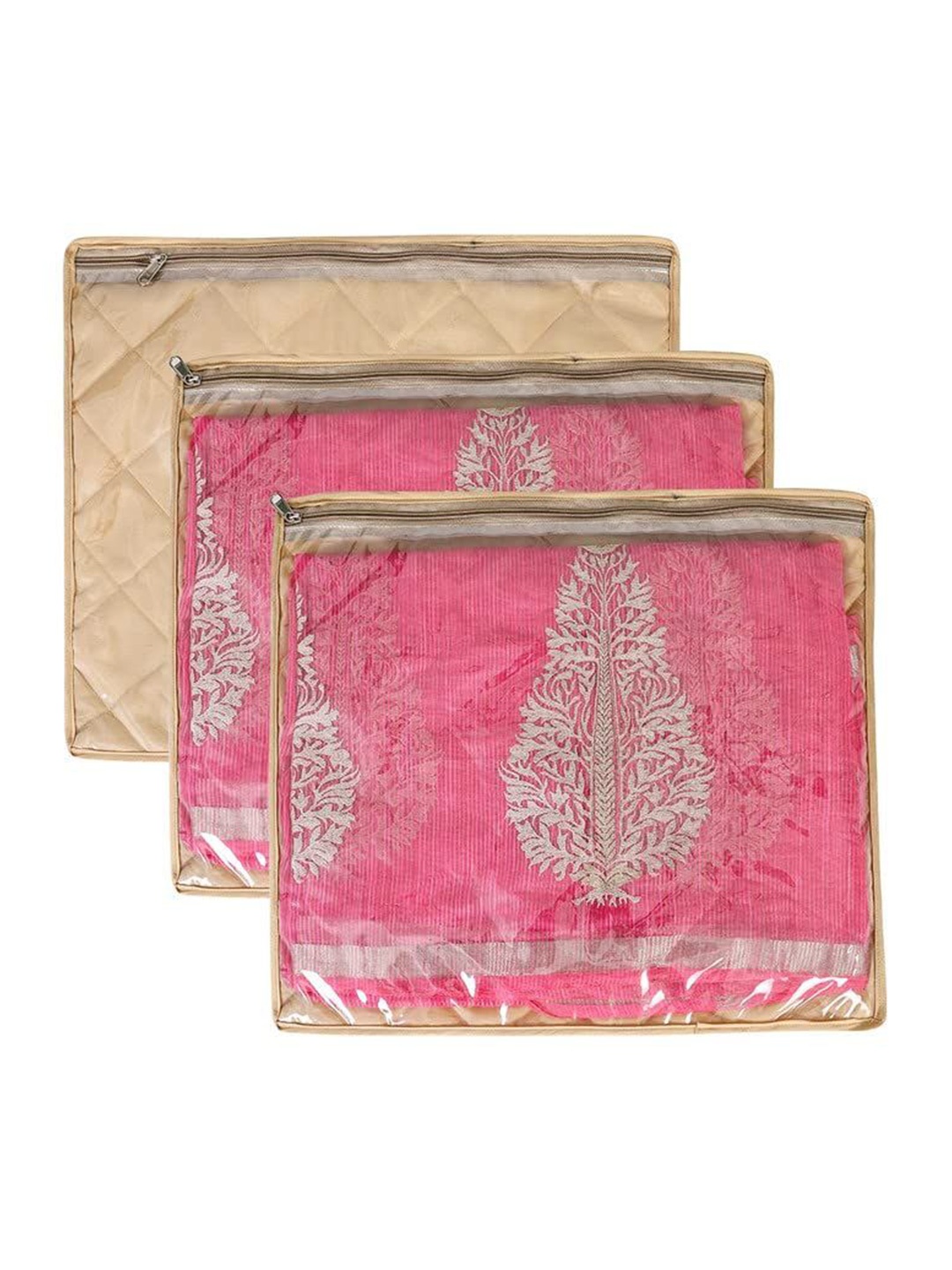 

prettykrafts Gold-Toned 3 Pieces Drawer Saree Organisers