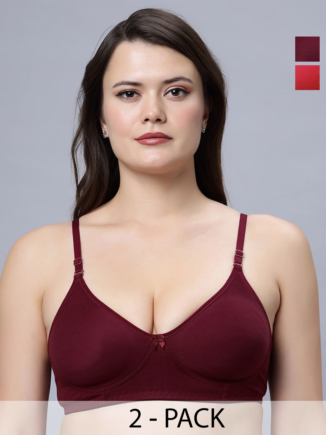 

In Care Women Pack of 2 Full Coverage T-shirt Bra, Maroon