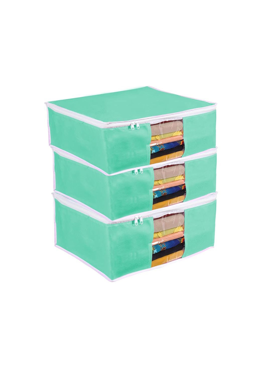 

prettykrafts Green & White 3 Pieces Drawer Organisers