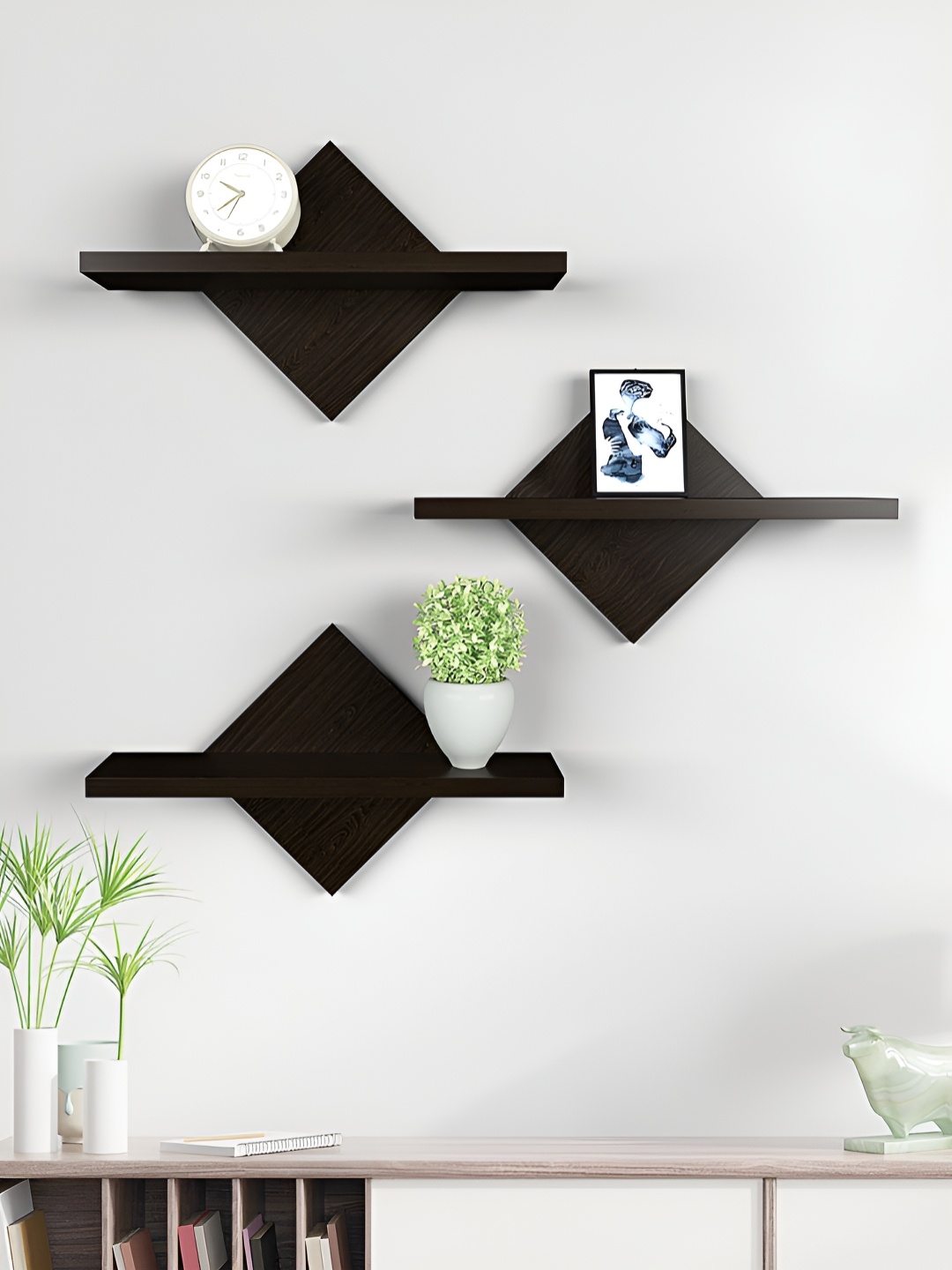 

RANDOM Black 3 Pieces Engineered Wood Multipurpose Storage Wall Shelf