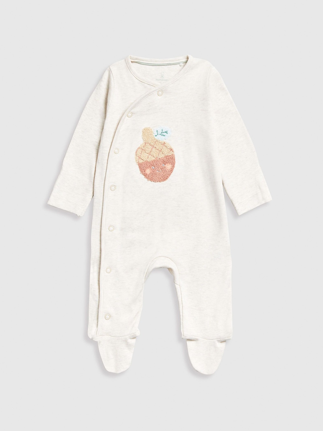 

mothercare Kids Embroidered Cotton Sleepsuit, Brown