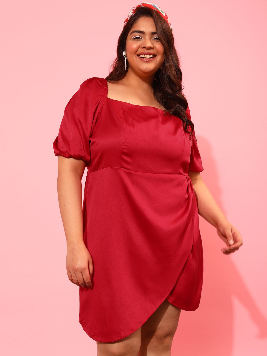 

CURVY STREET Women Peplum Dress, Red