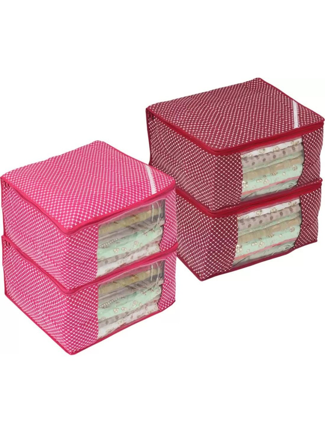 

prettykrafts Pink 6 Pieces Printed Storage Bag Organisers