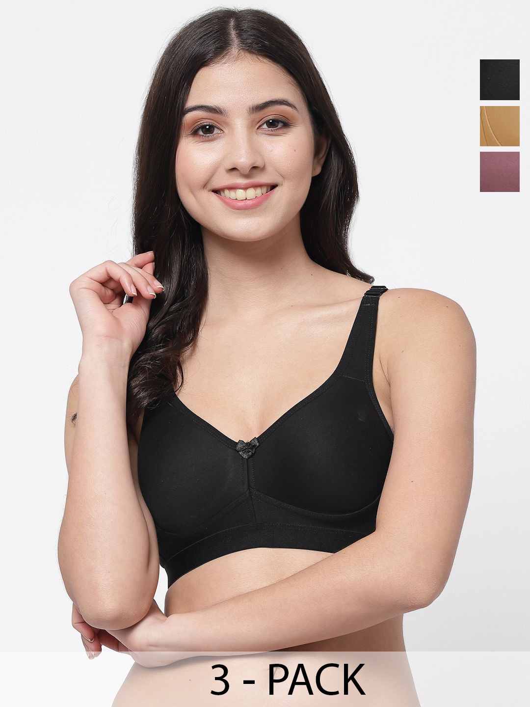 

College Girl Solid Full Coverage Lightly Padded Bra, Black