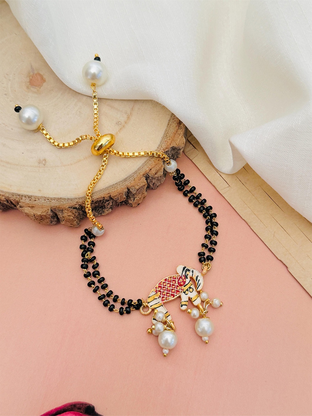 

ABDESIGNS Gold-Plated Artificial Stones and Beads Mangalsutra