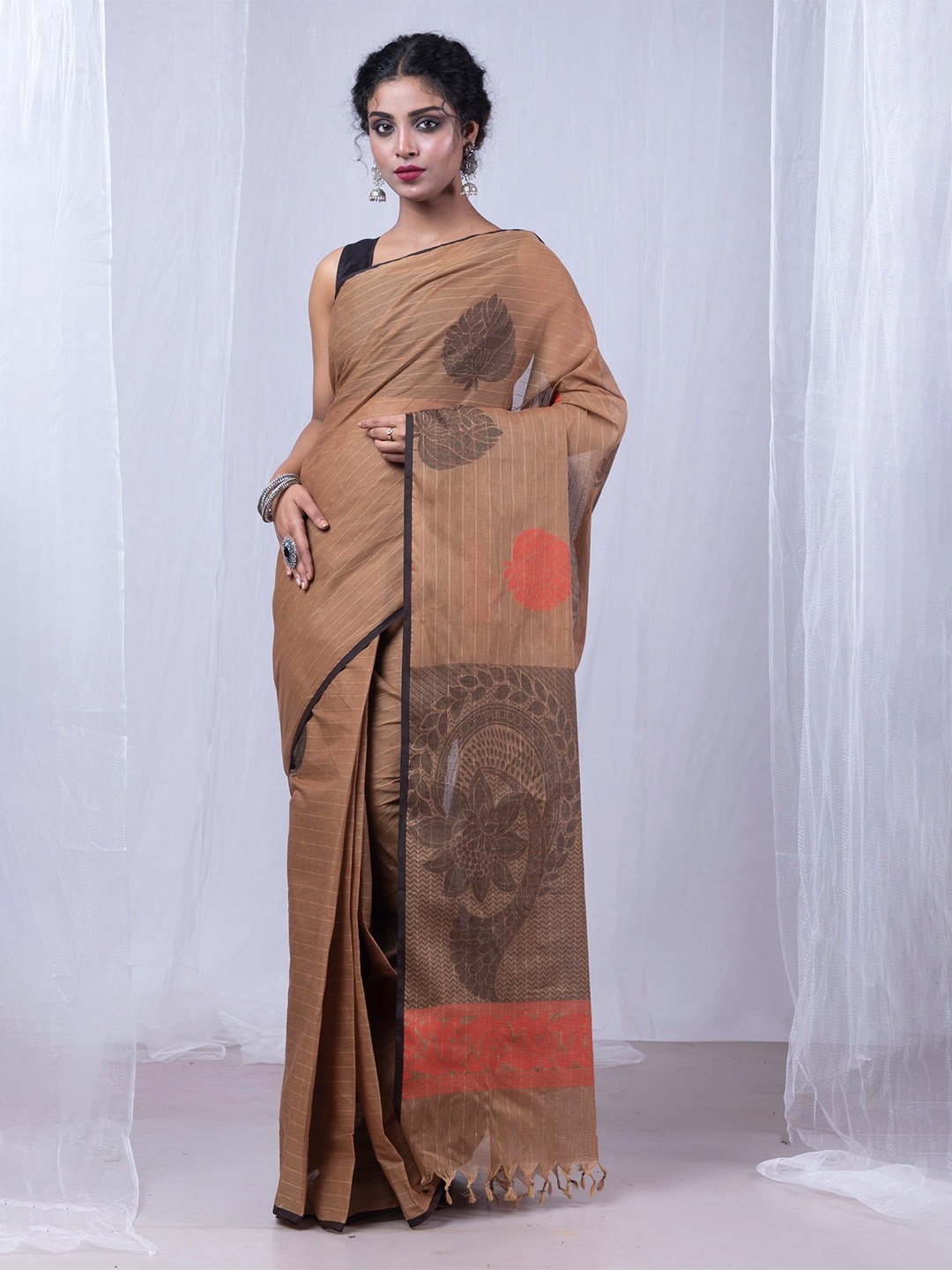 

Unnati Silks Ethnic Motifs Pure Cotton Handloom Chettinad Saree, Brown