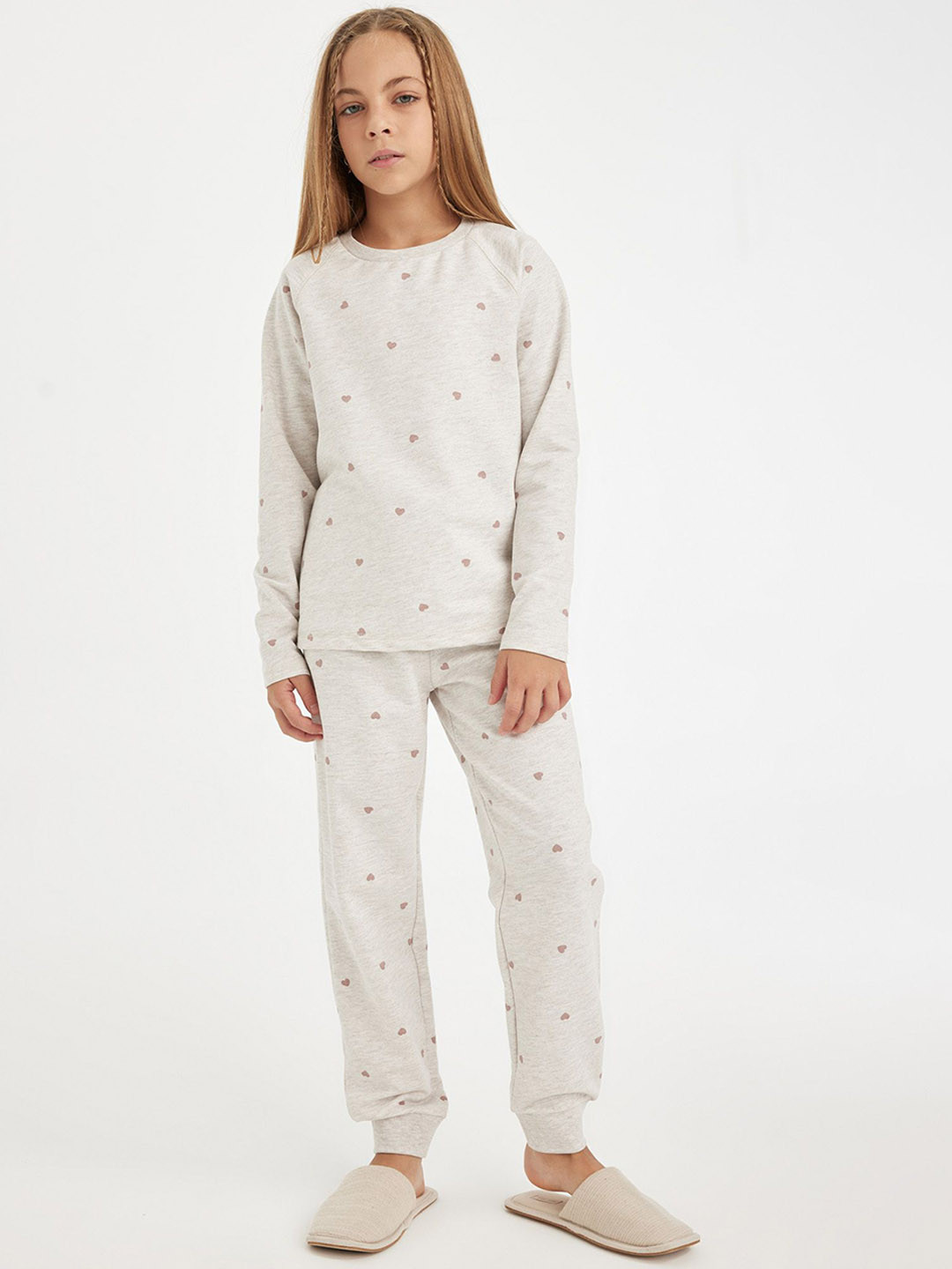 

DeFacto Girls Conversational Printed Night Suits, Grey