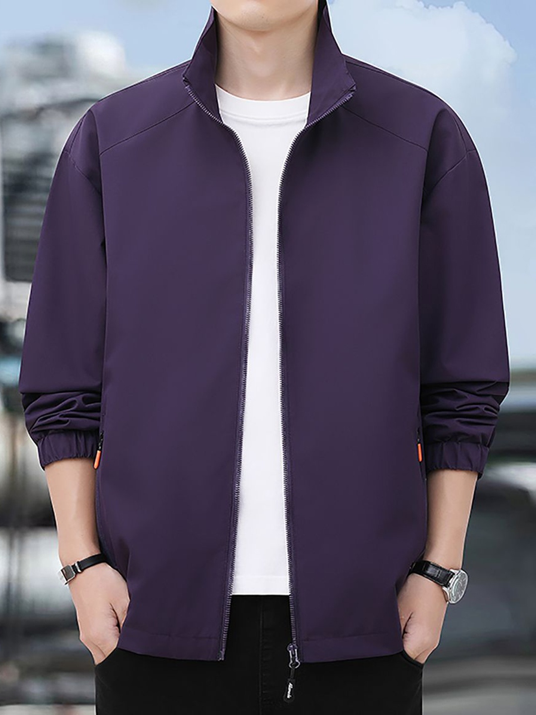 

StyleCast x Revolte Men Stand Collar Padded Jacket, Purple